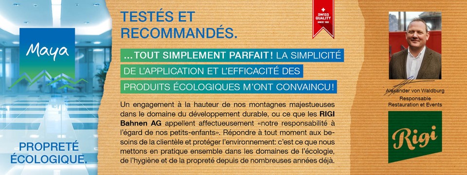 Alexander von Waldburg Responsable  Restauration et Events Un engagement à la hauteur de nos montagnes majestueuses dans le domaine du développement durable, ou ce que les RIGI Bahnen AG appellent affectueusement «notre responsabilité à l’égard de nos petits-enfants». Répondre à tout moment aux besoins de la clientèle et protéger l’environnement: c’est ce que nous mettons en pratique ensemble dans les domaines de l’écologie, de l’hygiène et de la propreté depuis de nombreuses années déjà.